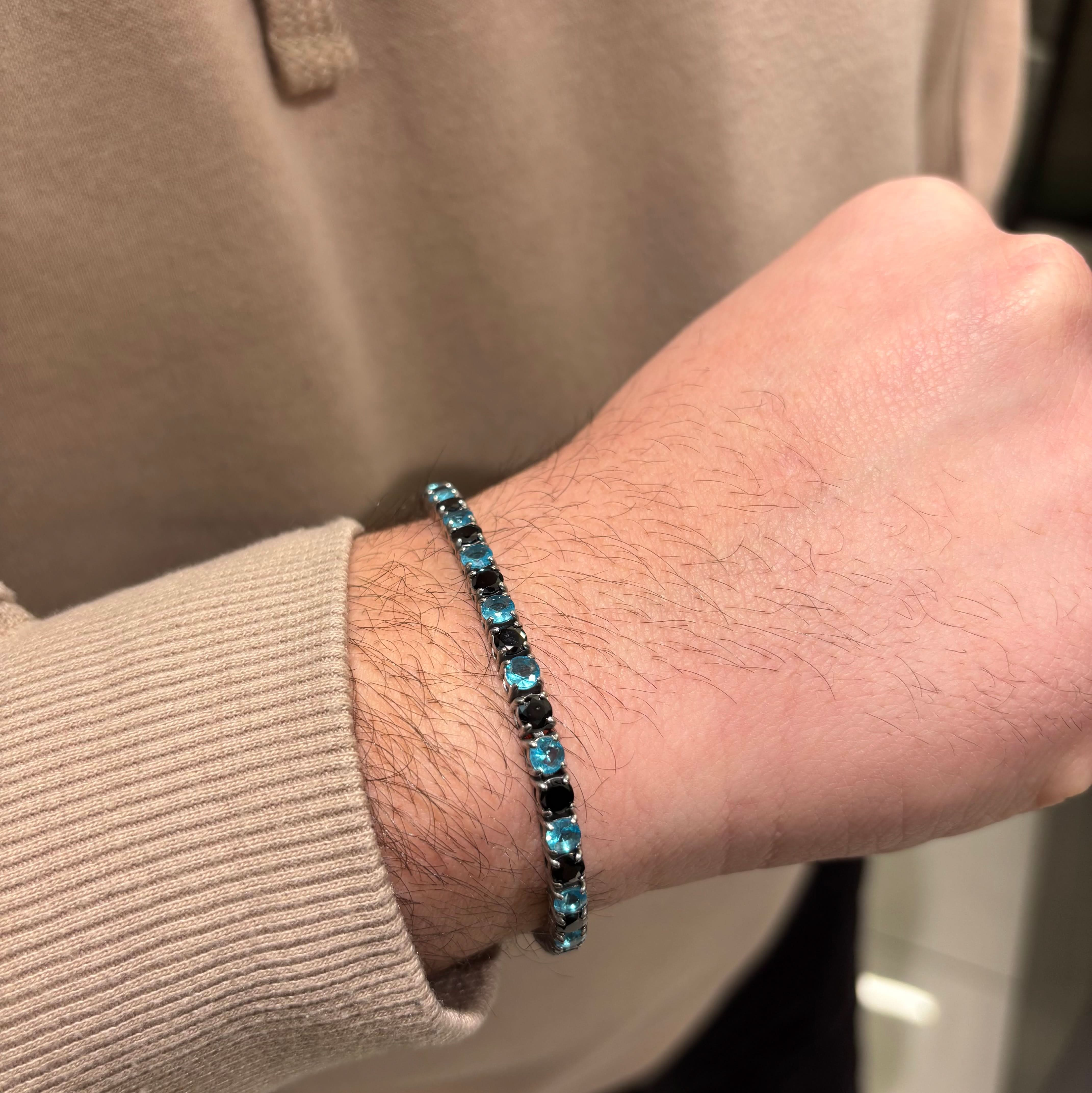 Bracciale Tennis Nero Azzurro - Preziosi Milano 